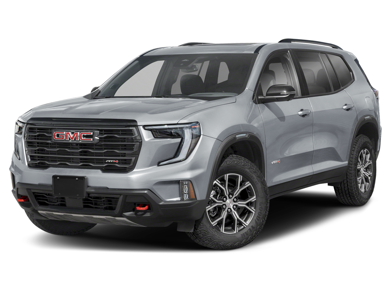 2026 GMC Acadia AT4 in Riverstone Metallic — front three-quarter view