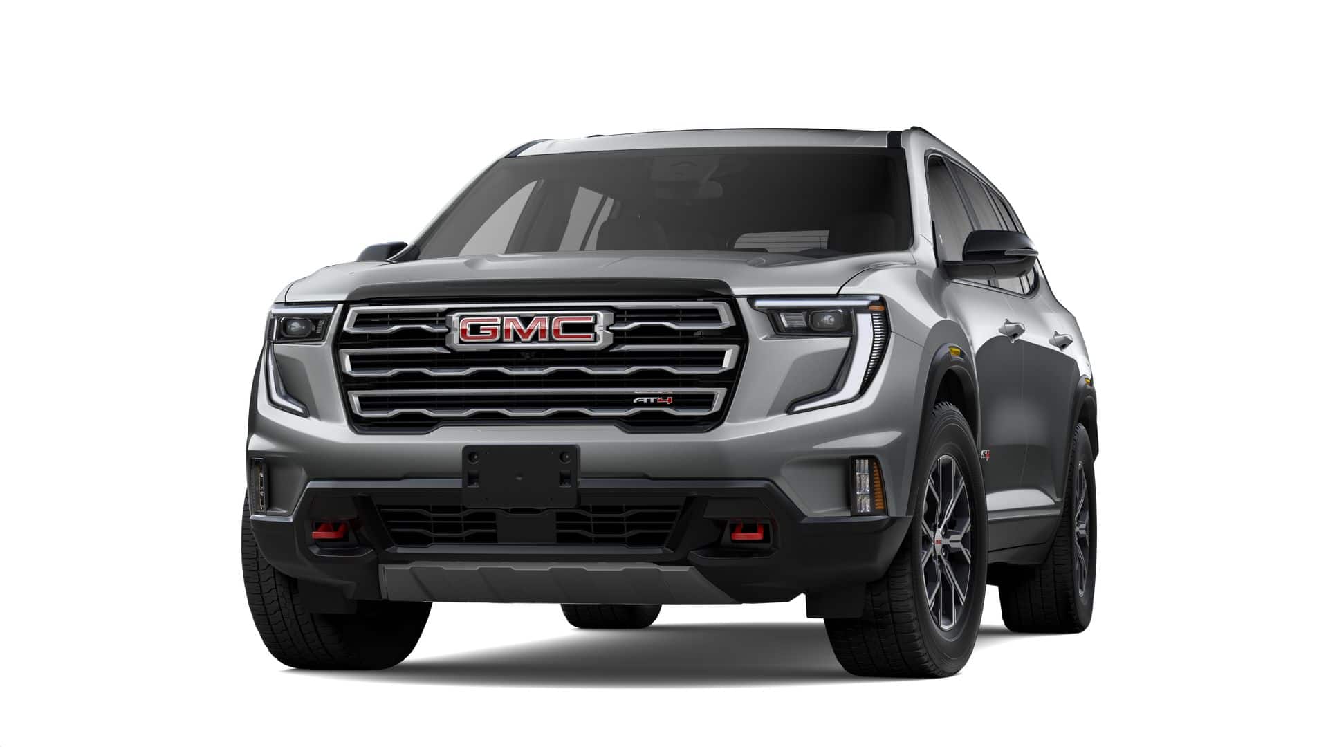 2026 GMC Acadia AT4 in Sterling Metallic — front three-quarter view
