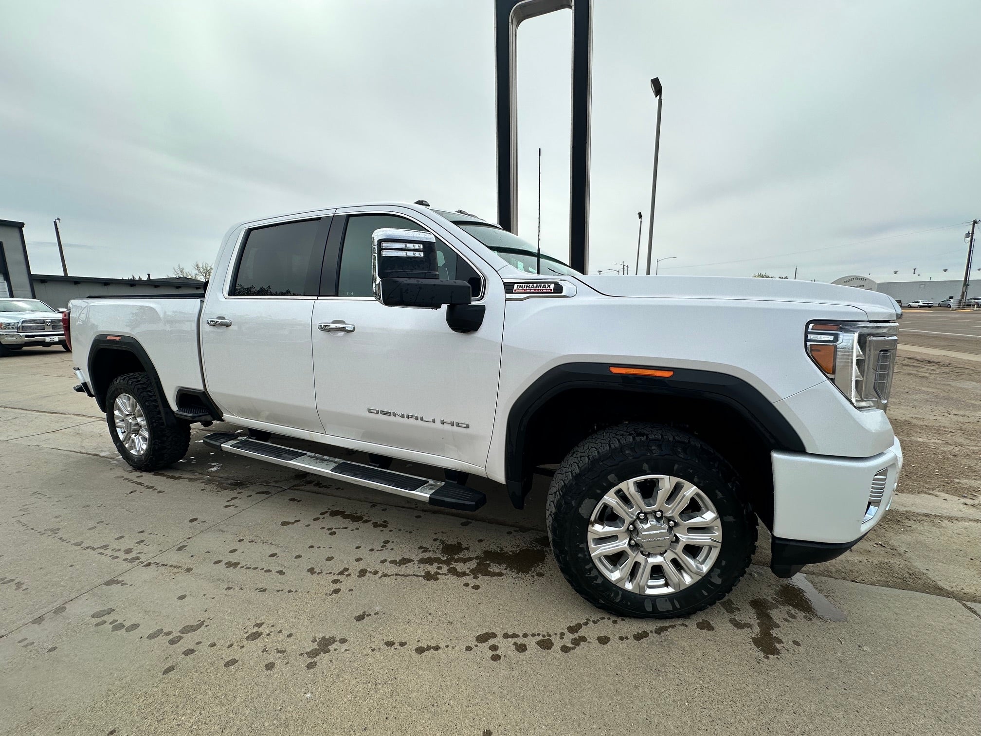 2023 GMC Sierra 3500 HD Denali in White Frost Tricoat — front three-quarter view